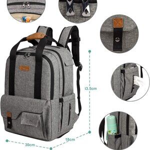 TEBEL Large Capacity Baby Diaper Bag Backpack Multi-Functional Gray